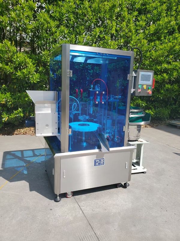 220V 50Hz 2kW স্বয়ংক্রিয় পেন স্প্রেয়ার ফিলিং এবং ক্যাপিং মেশিন 1500-2000BPH এবং 5-50ml ফিলিং ভলিউম সহ
